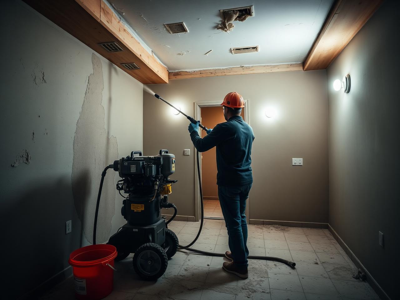Tencuială mecanizată aplicată cu pompa de mortar